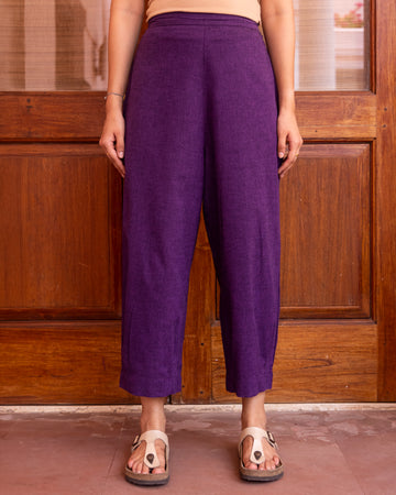 Silver Hoops Pants in Jamun Purple