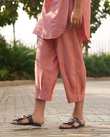 Silver Hoops Pants in Coral Orange