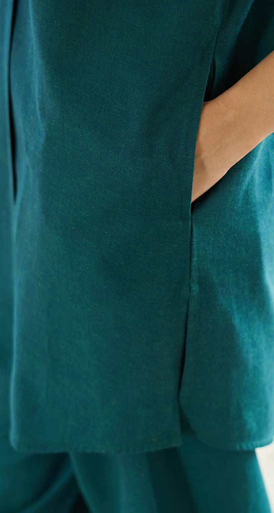 Sunday Paper Kurta in Quiet Teal