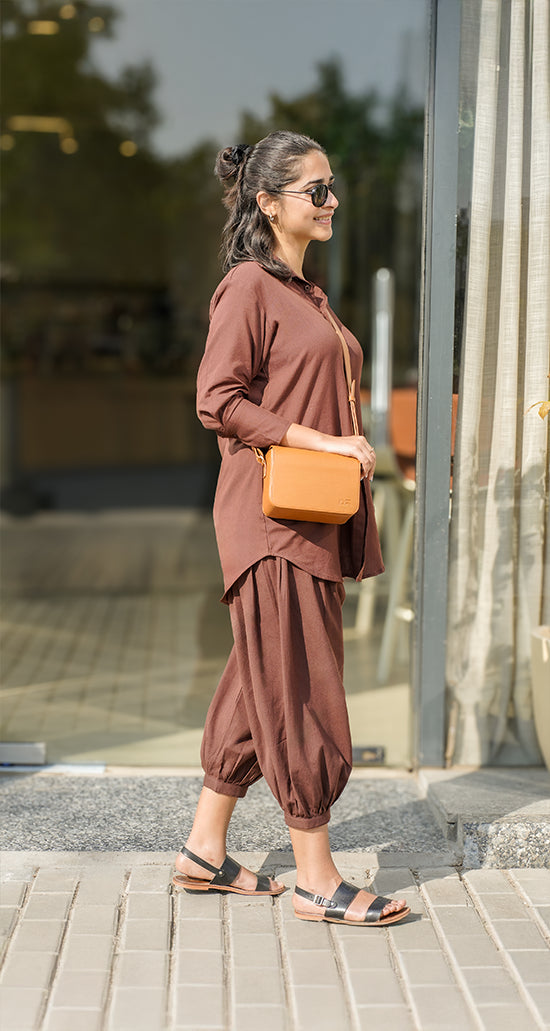 Slow Life Co-Ord Set in Brown