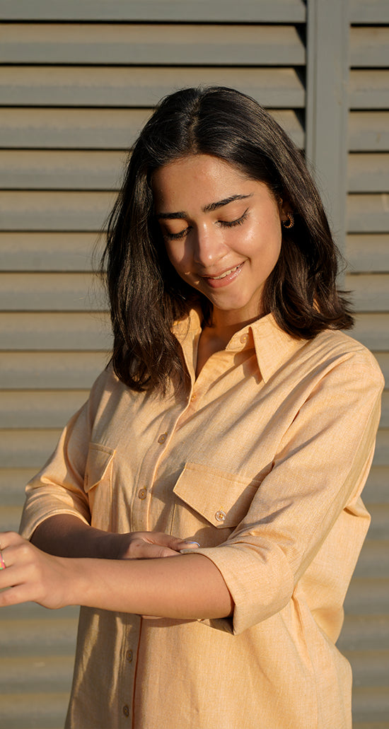 Bougainvillea Kurta Set in Peach