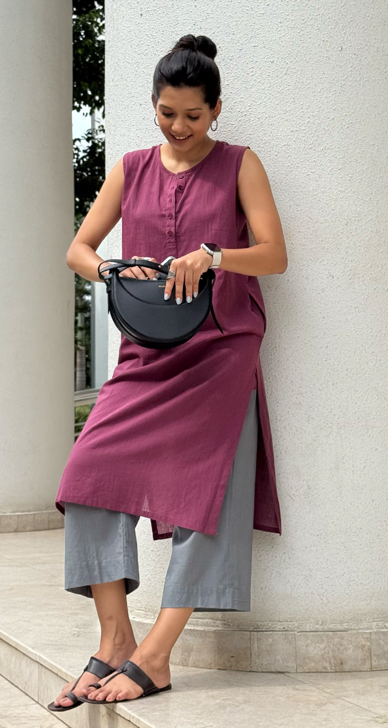 First Rain Kurta Set in Burgundy