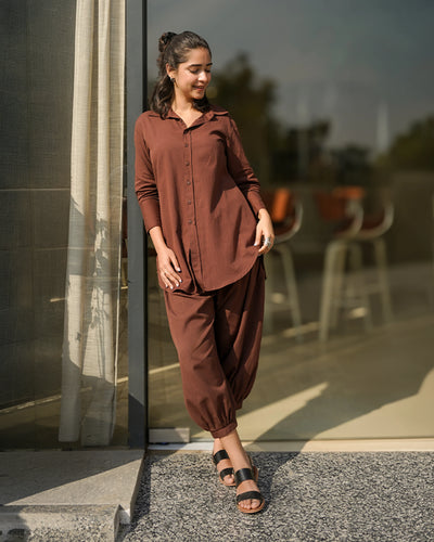 Slow Life Co-Ord Set in Brown