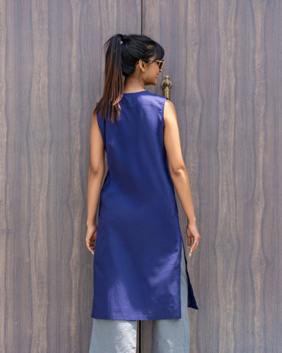 First Rain Kurta in Ink Blue