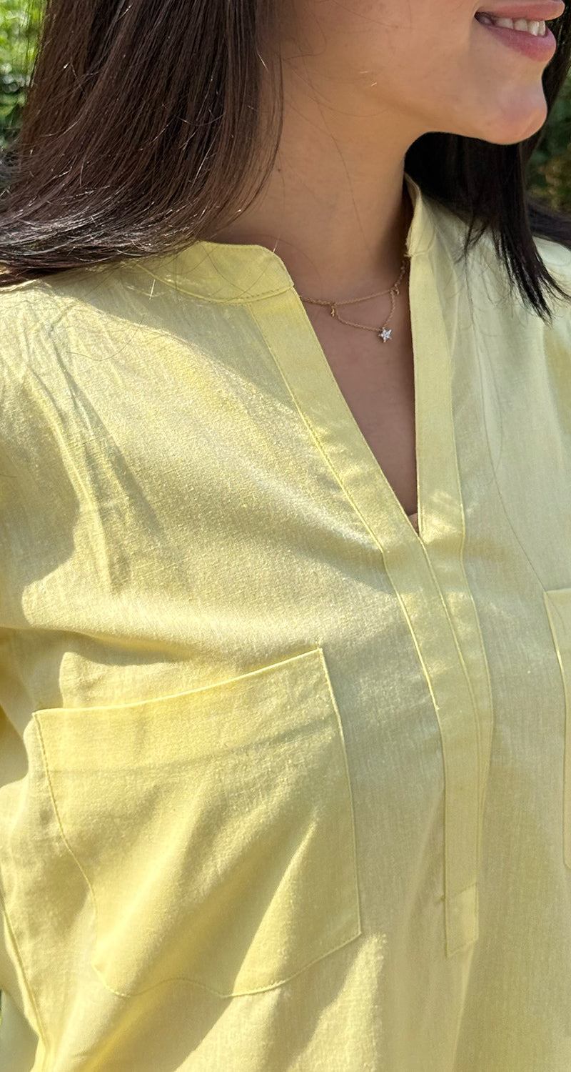 Silver Hoops Kurta Set in Yellow