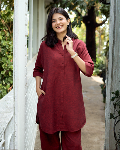 Sunday Paper Co-ord Set in Mellow Red