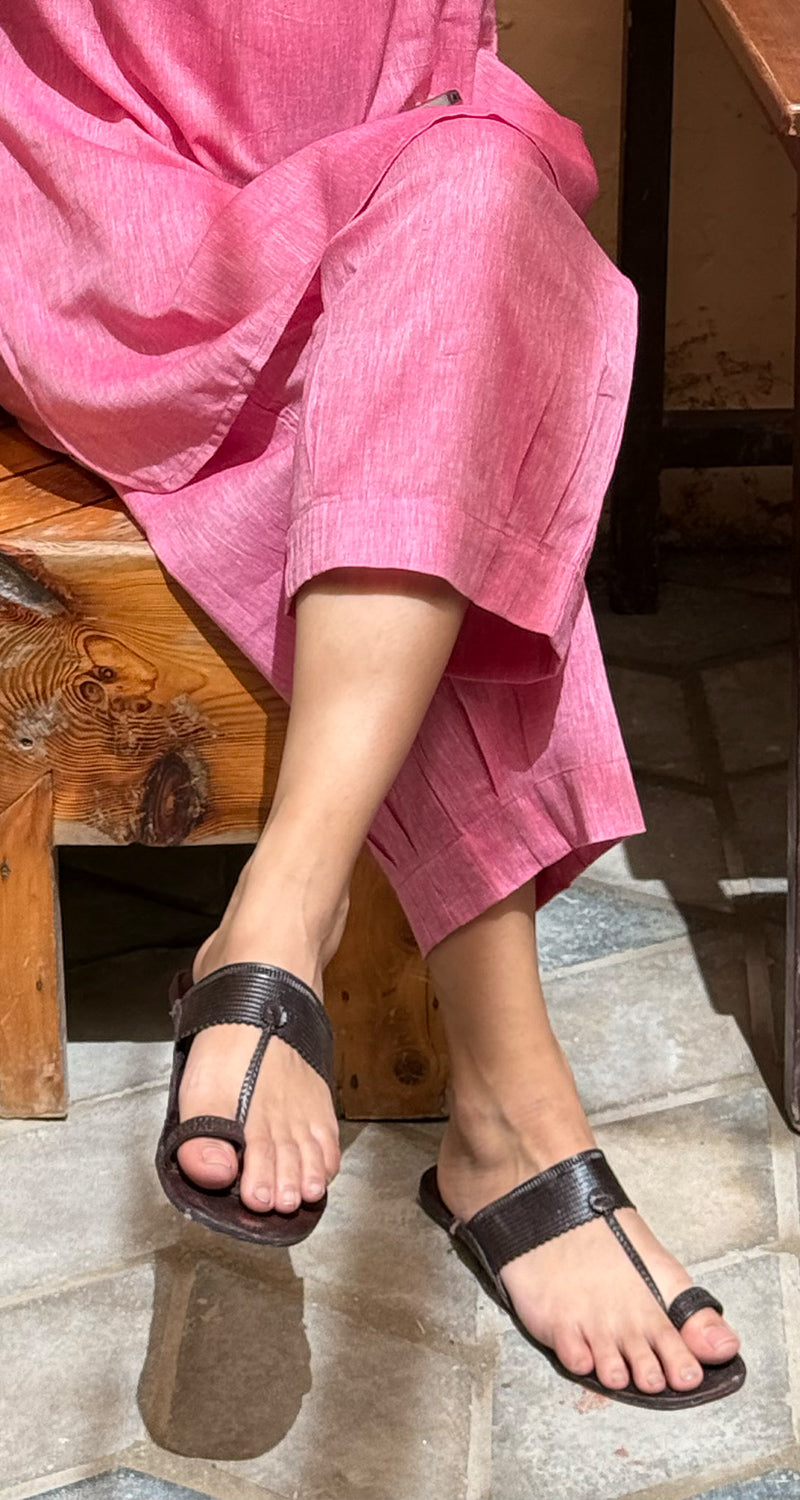 Barefoot Kolhapuri Sandals in Deep Brown