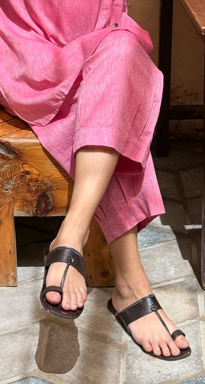Barefoot Kolhapuri Sandals in Deep Brown
