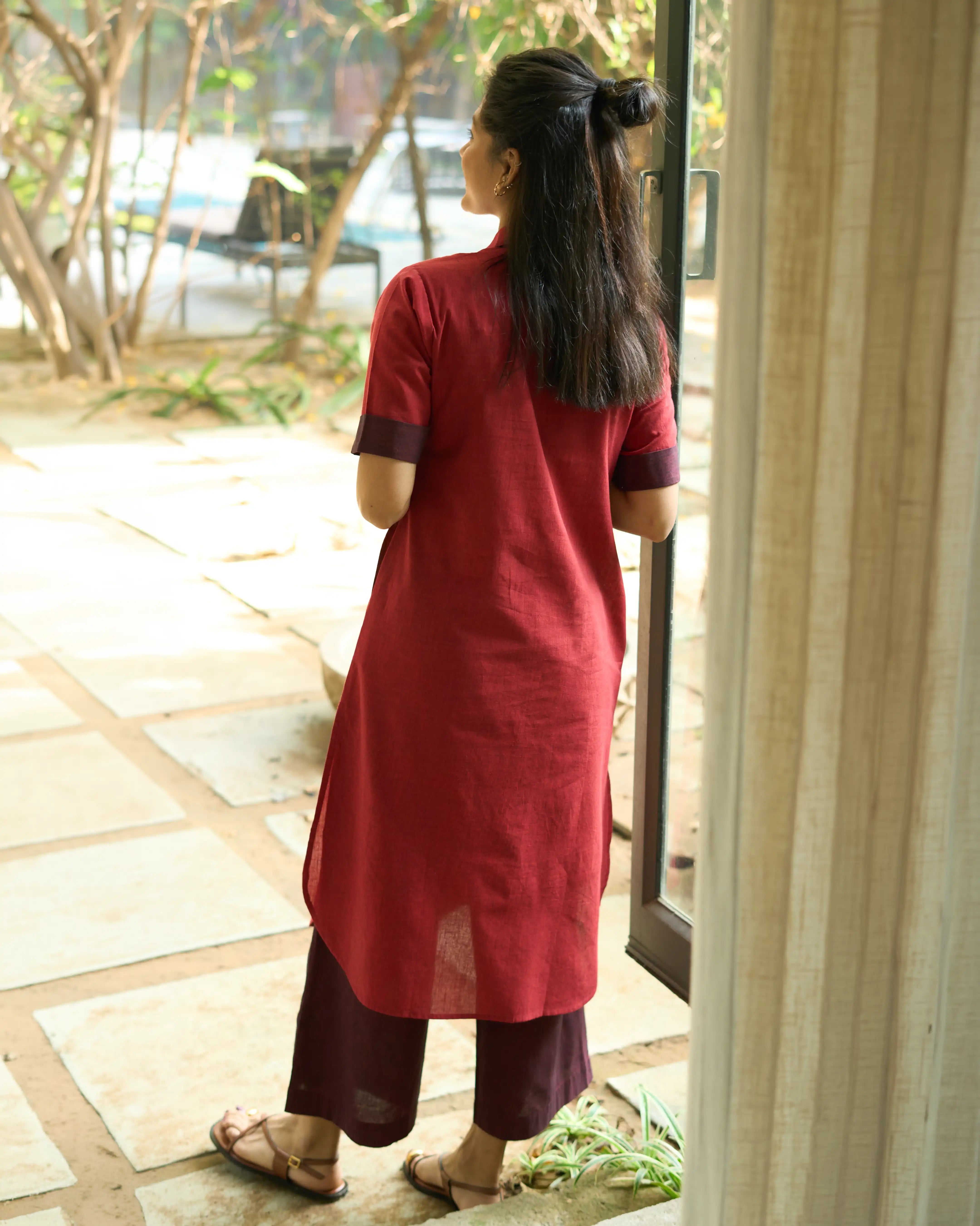 Potluck Kurta Set in Spiced Reds
