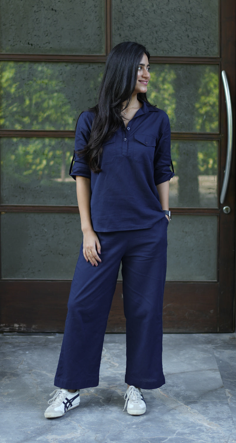 Masala Chai Co-Ord Set in Navy