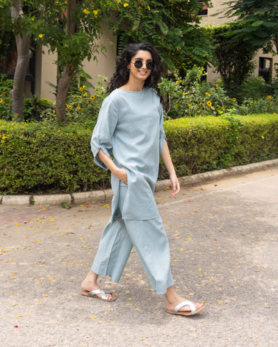 Front Row Kurta in Sea Green
