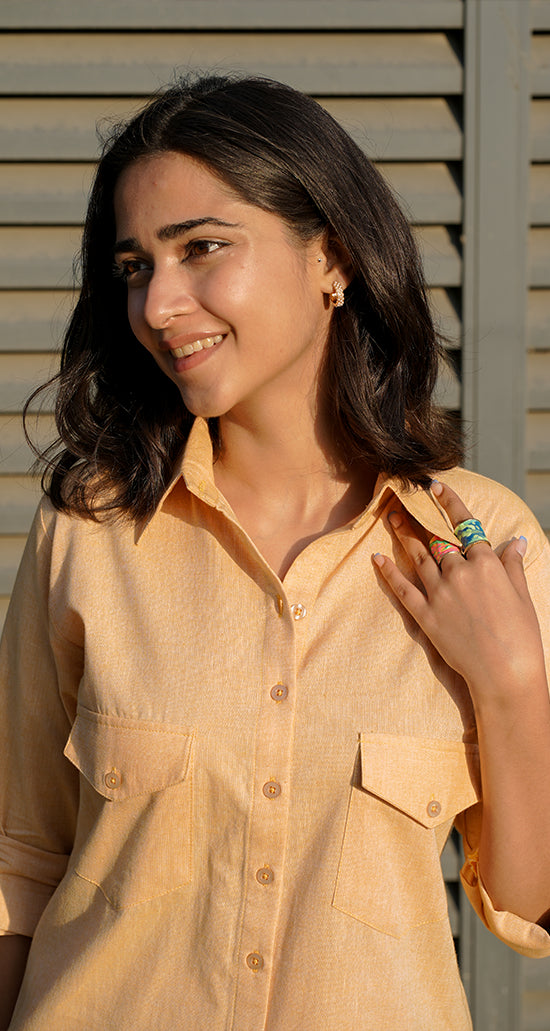 Bougainvillea Kurta Set in Peach