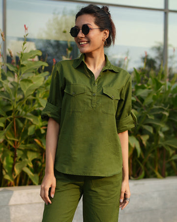 Masala Chai Top in Olive Green