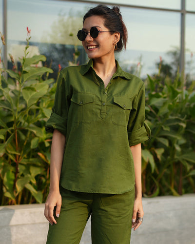 Masala Chai Top in Olive Green