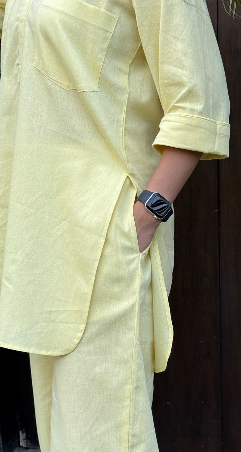 Silver Hoops Kurta Set in Yellow