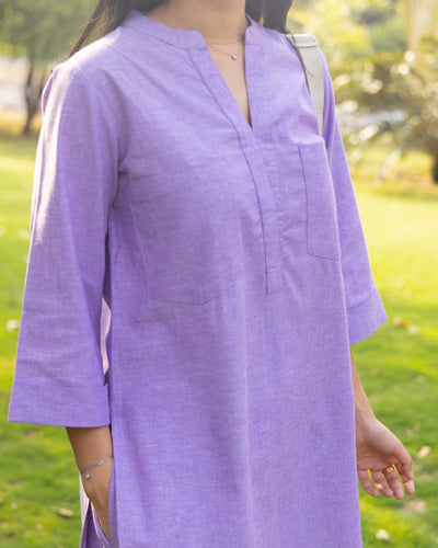 Silver Hoops Kurta in Lilac