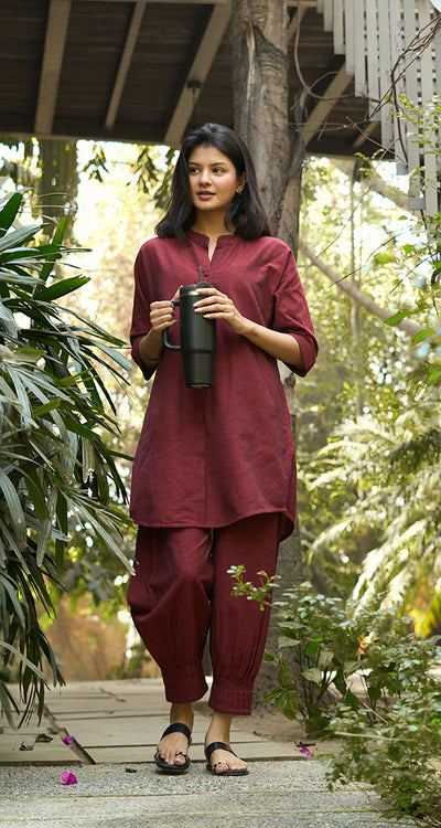 Sunday Paper Kurta in Mellow Red