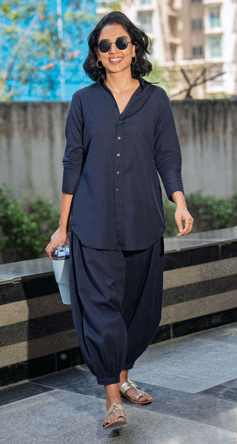 Slow Life Co-Ord in Navy Blue