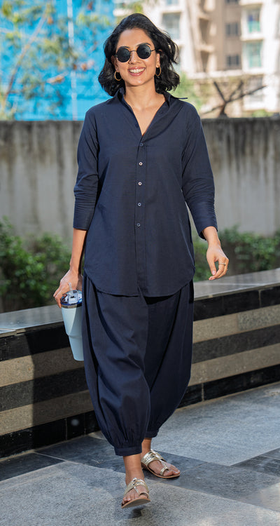 Slow Life Co-Ord in Navy Blue