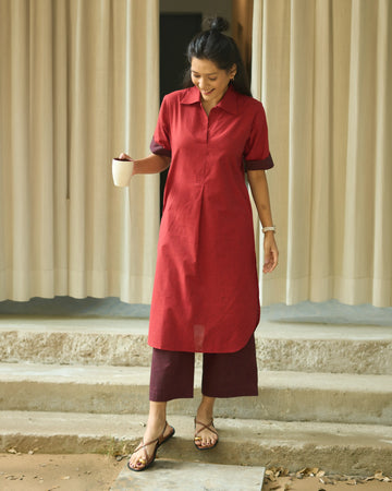 Potluck Kurta Set in Spiced Reds