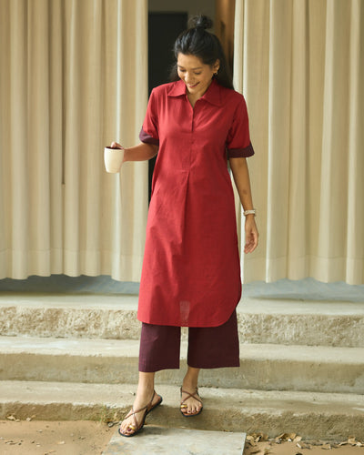 Potluck Kurta in Spiced Red