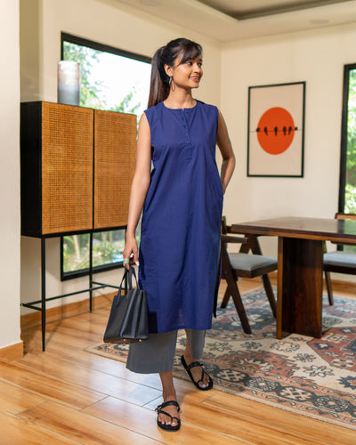 First Rain Kurta in Ink Blue