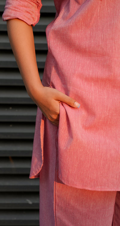 Bougainvillea Kurta Set in Spring Pink