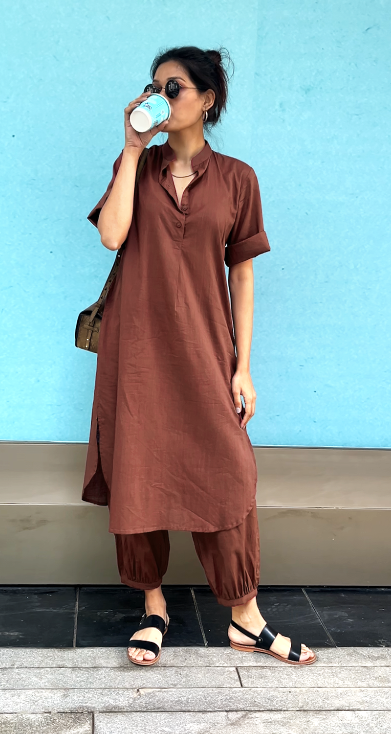 Butter Toast Kurta Co-Ord Set in Brown