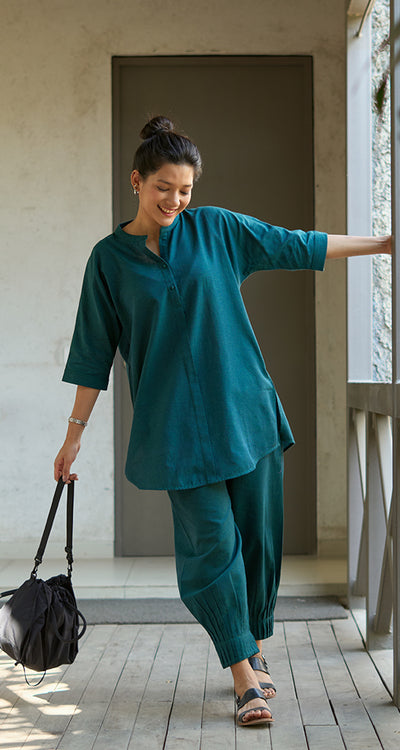 Sunday Paper Kurta in Quiet Teal