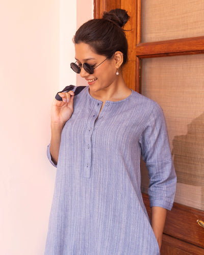Paper Plane Kurta in Slate Blue