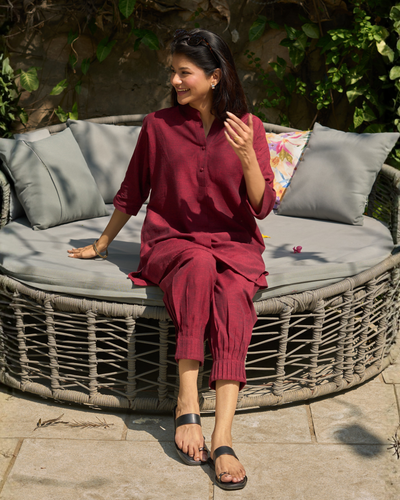 Sunday Paper Co-ord Set in Mellow Red