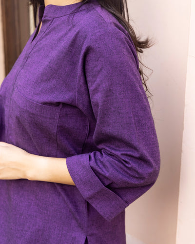 Silver Hoops Kurta Set in Jamun Purple