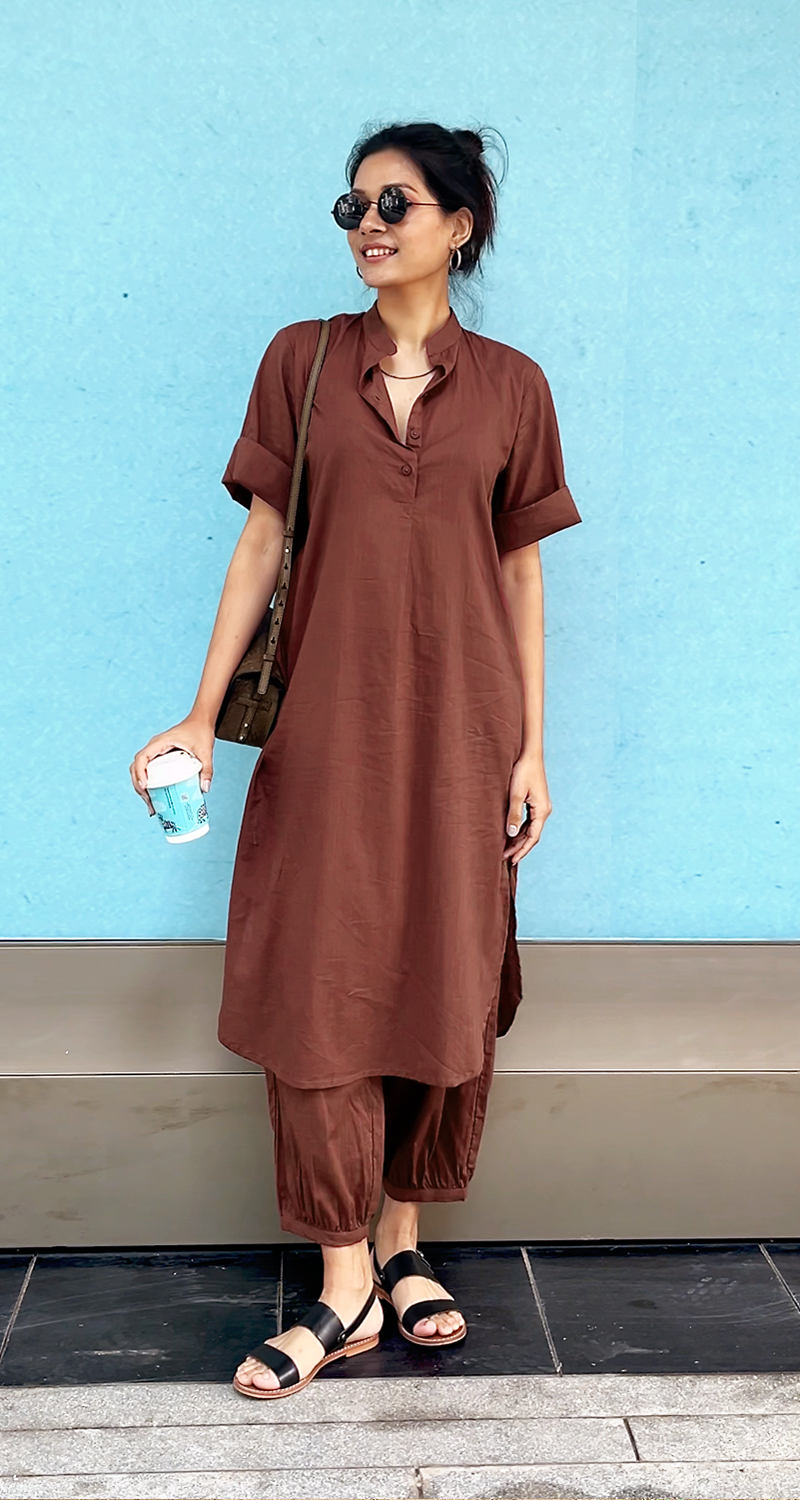 Butter Toast Kurta Co-Ord Set in Brown