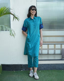 Postcard Co-ord Set in Deep Teal