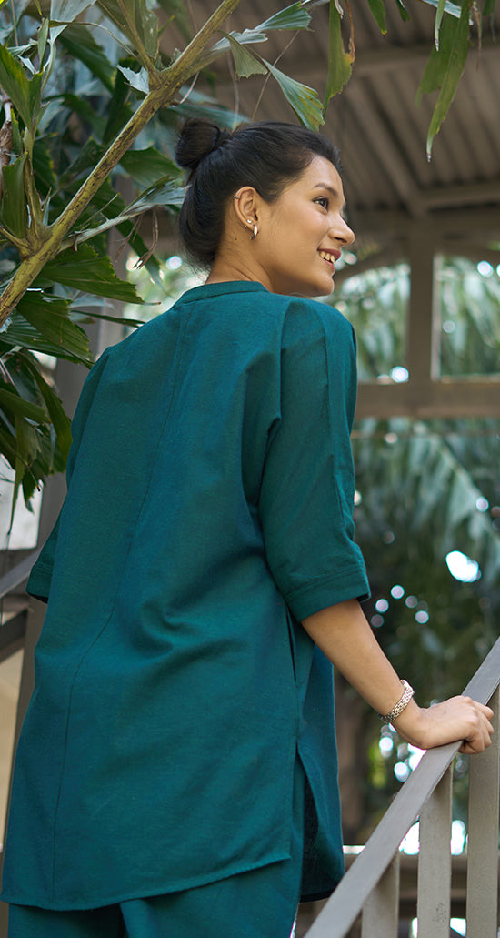 Sunday Paper Kurta in Quiet Teal