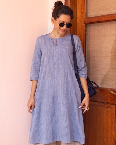 Paper Plane Kurta in Slate Blue