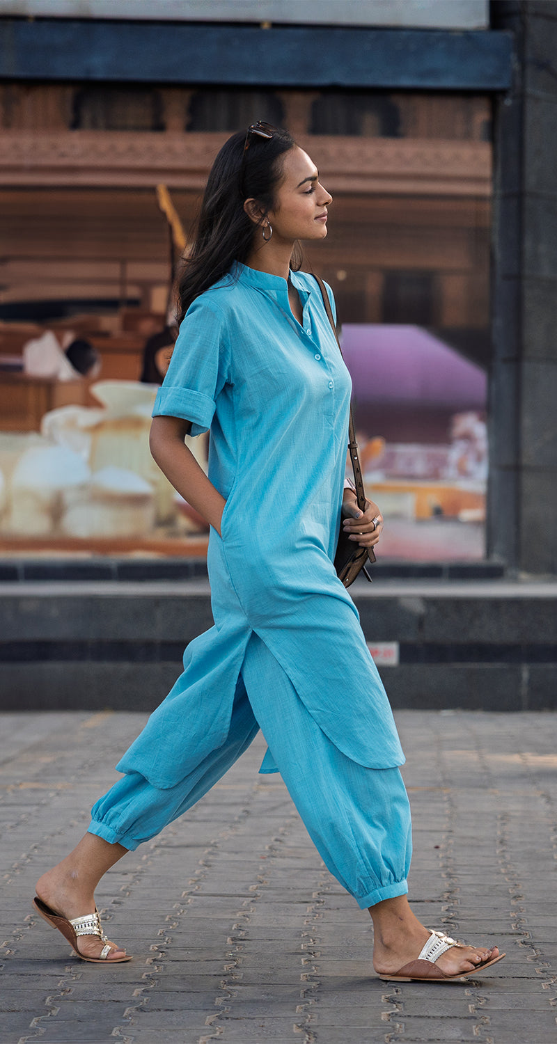 Butter Toast Kurta Co-Ord Set in Aqua Blue