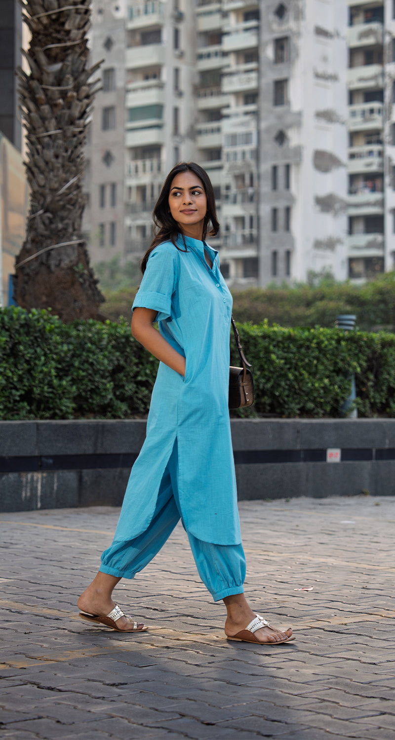 Butter Toast Kurta Co-Ord Set in Aqua Blue
