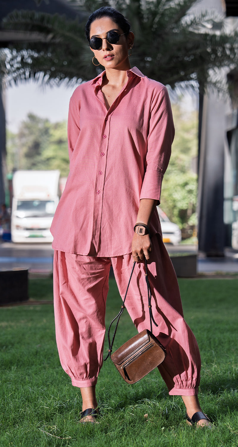 Slow Life Co-Ord Set in Salmon Pink