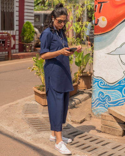 Beach Walk Co-Ord Set in Navy
