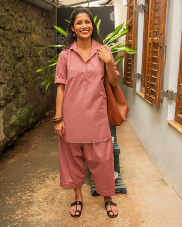 Beach Walk Co-Ord Set in Onion Pink