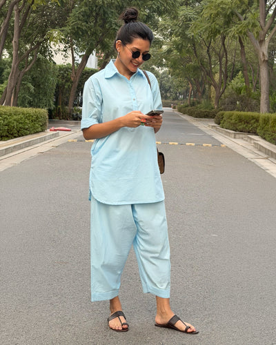 Beach Walk Co-Ord Set in Sky Blue