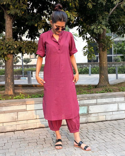 Butter Toast Kurta Co-Ord Set in Burgundy
