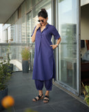 Butter Toast Kurta Co-Ord Set in Ink Blue