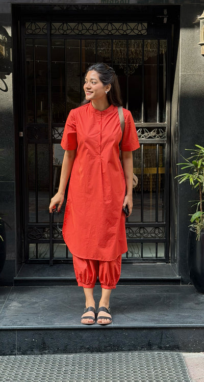 Butter Toast Kurta Co-Ord Set in Tomato Red