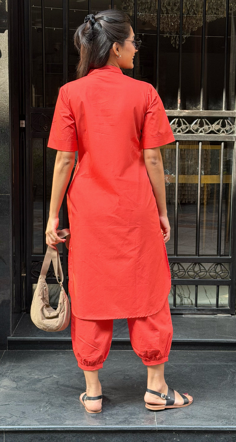 Butter Toast Kurta in Tomato Red