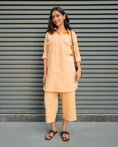 Bougainvillea Kurta Set in Peach