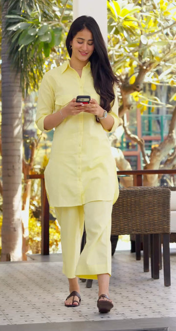 Bougainvillea Kurta in Butter Yellow