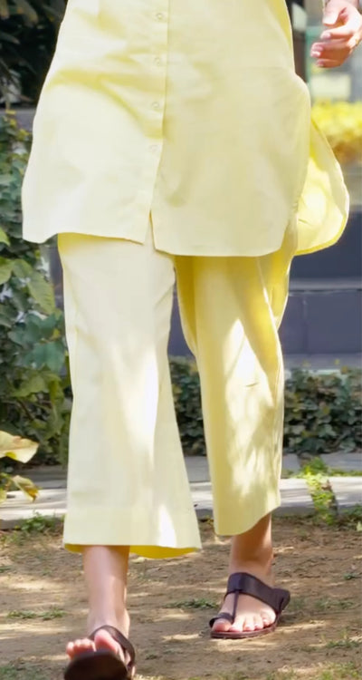 Bougainvillea Kurta Set in Butter Yellow