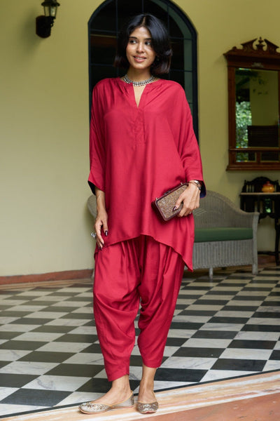 Lifafa Co-ord Set in Ruby Red